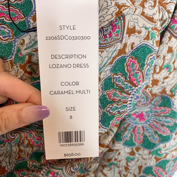 NWT VERONICA BEARD Lozano Floral Ruched Mini Dress Caramel Multi silk boho 3021 - Picture 7 of 14